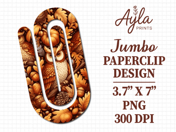 Autumn Pumpkin Fall Owl Jumbo Paperclip