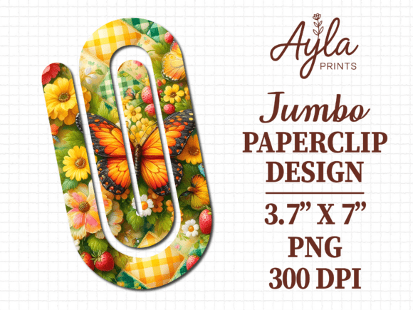 Butterfly Floral Jumbo Paperclip Embroidery