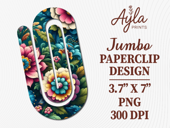 Colorful Floral Pattern Jumbo Paperclip