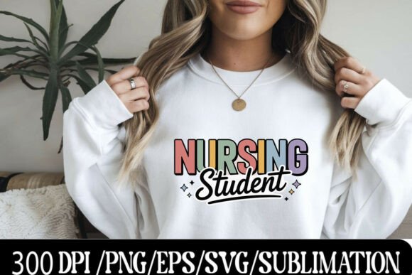 Cute Nursing Student Typography Graphic