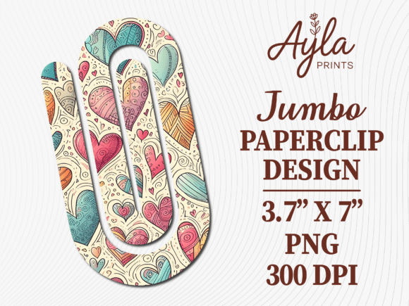 Hearts Love Pattern Jumbo Paperclip PNG