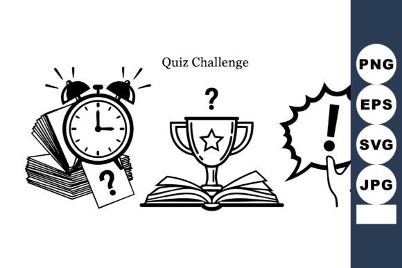 Minimal Quiz Challenge Icons: A Versatile Embroidery Design