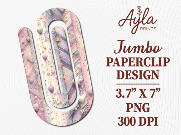 Pastel Heart Watercolor Jumbo Paperclip
