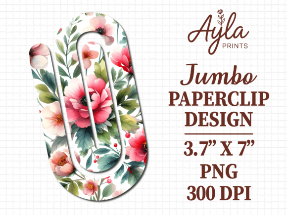 Pink Peony Flowers Jumbo Paperclip Design