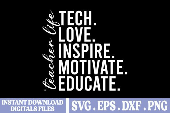 Teacher Tech Love Inspire SVG PNG. Review